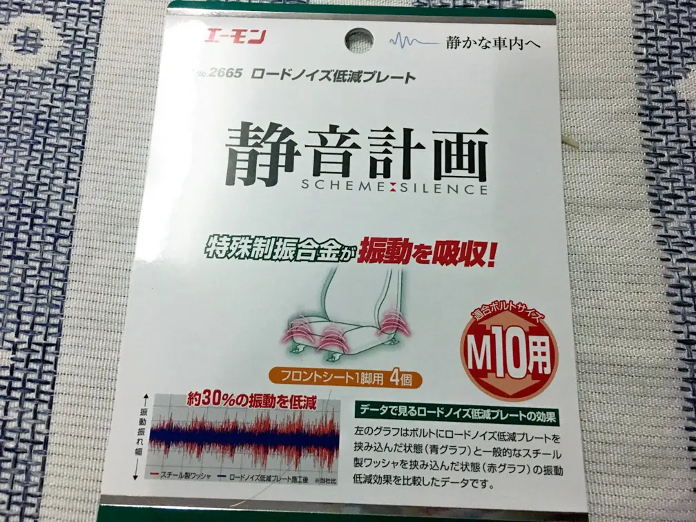 エーモン工業の「ロードノイズ低減プレート」をアクアの座席に