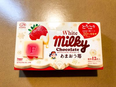 不二家の「ホワイトミルキーチョコレート あまおう苺」を食べてみた！